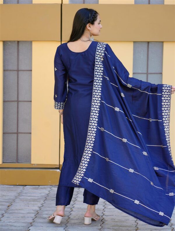 Shop Elegant Chinon Designer Suit with Heavy Coding Sequence Embroidery - Image 6