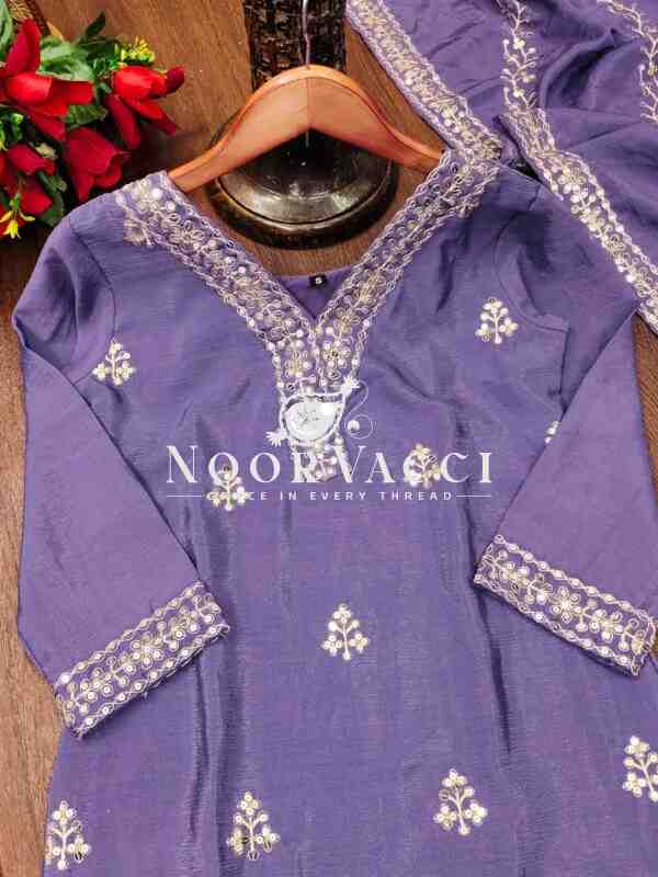 Stylish Chinon Designer Suit with Heavy Sequence Embroidery Work - Image 6