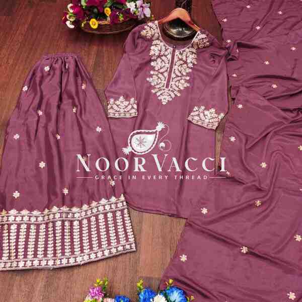 Designer Embroidered Chinon Sharara Suit with Sequence Work – Elegant Festive Outfit - Image 7