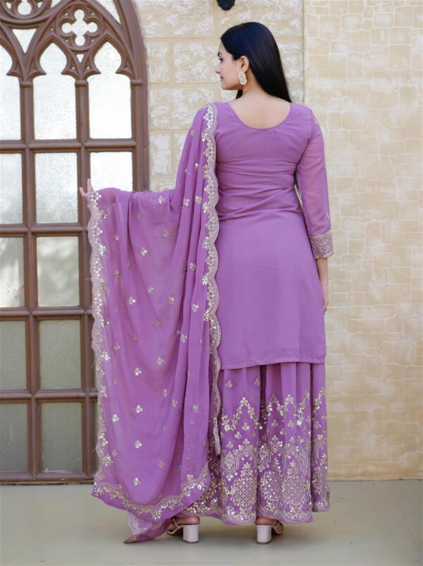 Buy Elegant Fox Georgette Sharara Suit with Beautiful Sequence Embroidery - Image 7