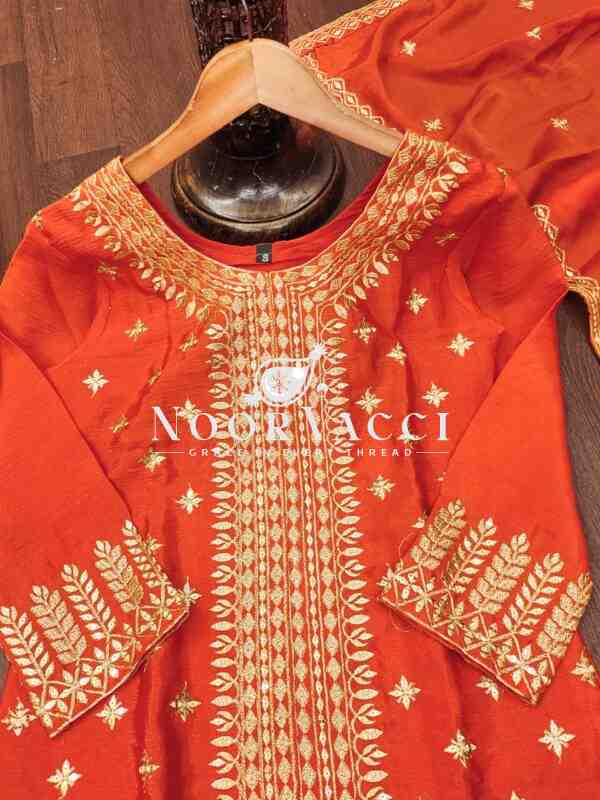 Chinon Embroidered Sharara Suit with Dual-Side Work & Heavy Dupatta – Designer Festive Wear - Image 7