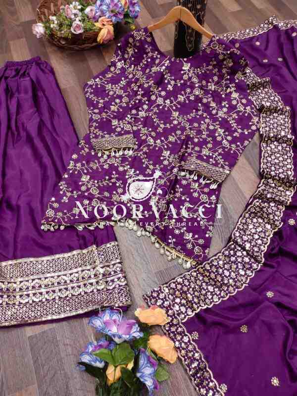 Elegant Chinon Sharara Suit with Real Kodi Lace & Sequence Embroidery - Image 6