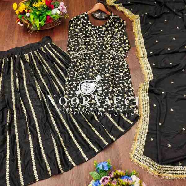 New Designer Chinon Lehenga Suit with Front & Back Sequence Embroidery Work - Image 7