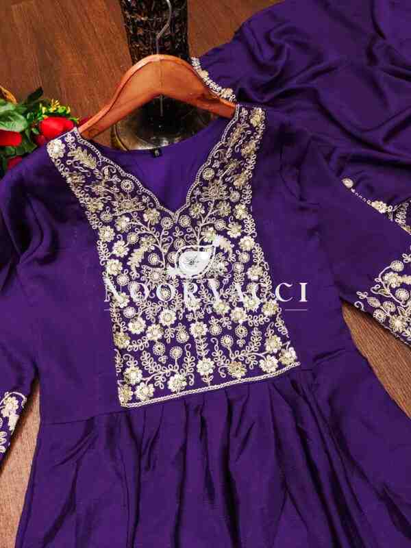 Elegant Chinon Embroidered Gown with Sequence Work and Dupatta - Image 7