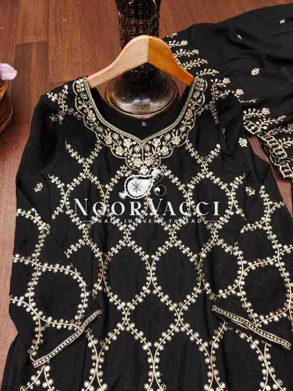 Elegant Chinon Sharara Suit with Heavy Embroidered Dupatta – Premium Designer Wear - Image 8