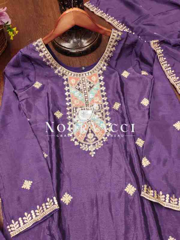 Designer Chinon Sharara Suit with Coding Sequence Embroidery – Premium Festive Wear - Image 8