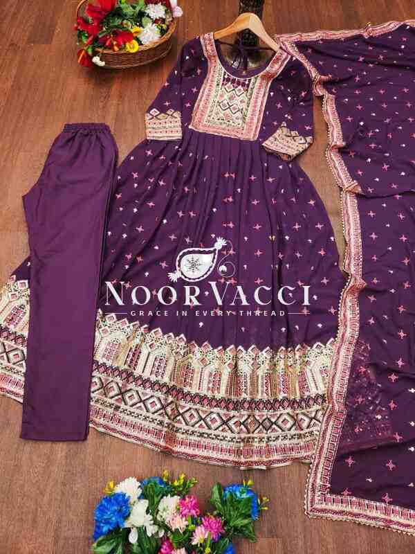 Elegant Fox Georgette Embroidered Gown Set with Sequence Work – Premium Festive Style - Image 8