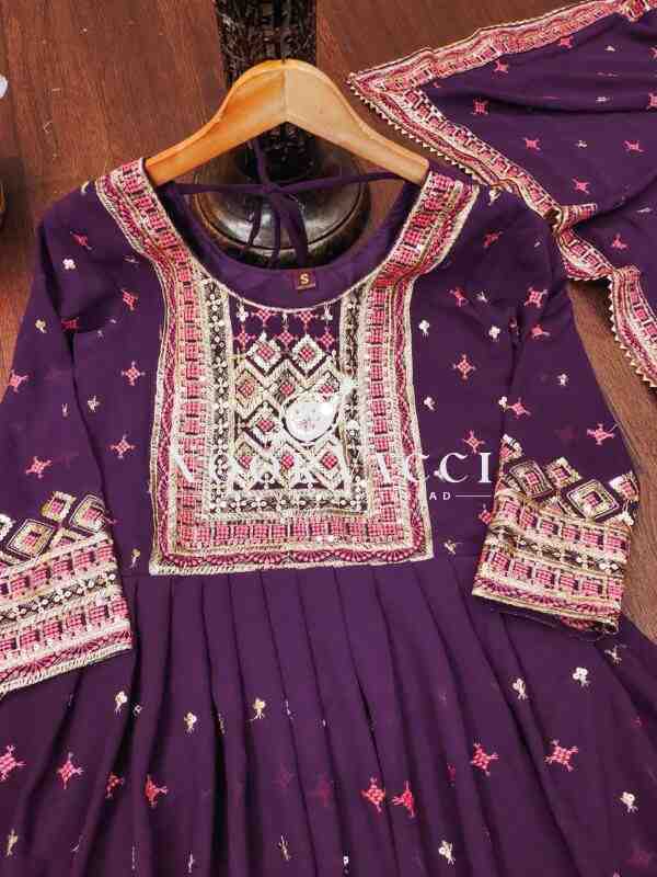 Elegant Fox Georgette Embroidered Gown Set with Sequence Work – Premium Festive Style - Image 9