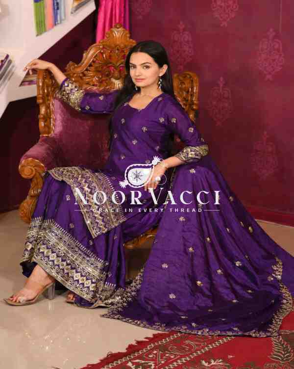 Graceful Chinon Sharara Suit with Sequence Embroidery – Festive & Party Wear - Image 5