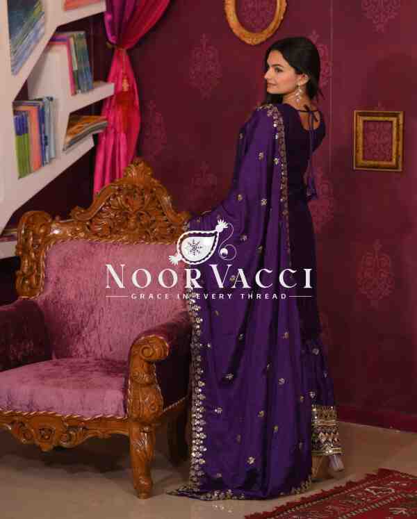 Graceful Chinon Sharara Suit with Sequence Embroidery – Festive & Party Wear - Image 3