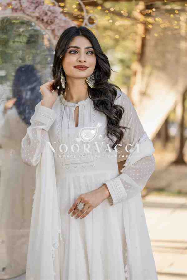 Designer Faux Georgette 1000 Buti Anarkali Gown with Dupatta & Bottom – Real Modeling Collection - Image 3