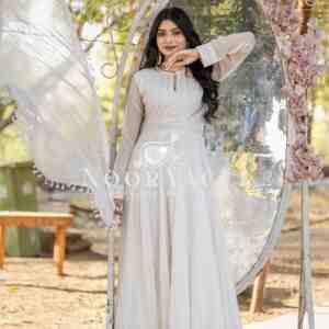 Designer Faux Georgette 1000 Buti Anarkali Gown with Dupatta & Bottom – Real Modeling Collection