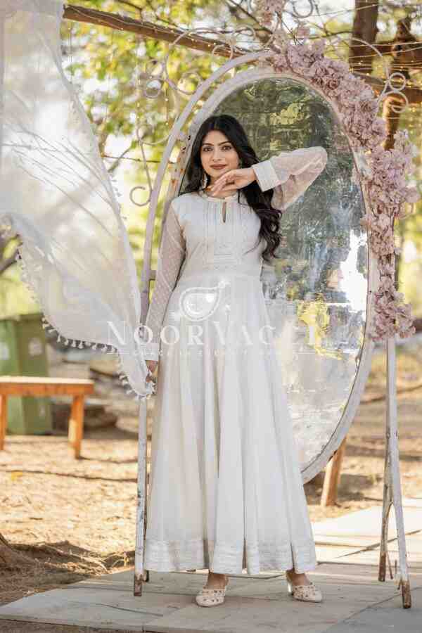 Designer Faux Georgette 1000 Buti Anarkali Gown with Dupatta & Bottom – Real Modeling Collection