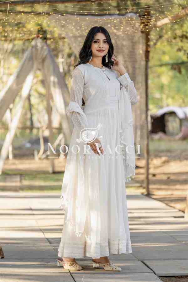 Designer Faux Georgette 1000 Buti Anarkali Gown with Dupatta & Bottom – Real Modeling Collection - Image 2