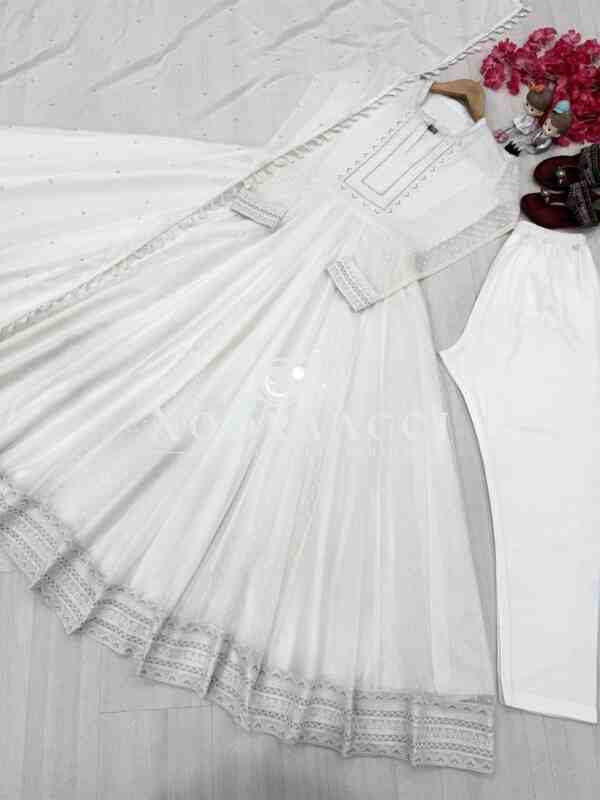 Designer Faux Georgette 1000 Buti Anarkali Gown with Dupatta & Bottom – Real Modeling Collection - Image 9