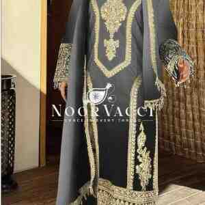 Dual Tone Chinon Silk Embroidered Plazzo Set with Fancy Latkan Dupatta