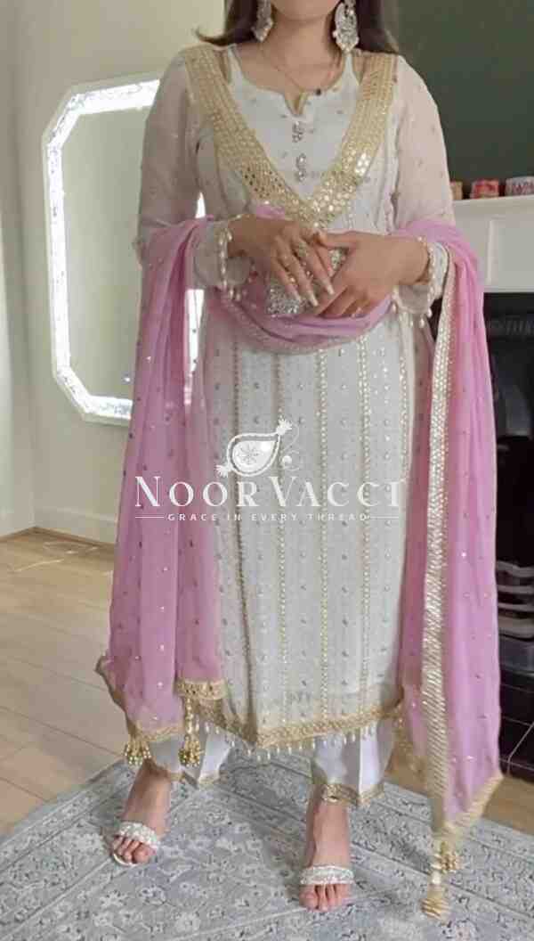 Designer Long Pakistani Suit in Faux Georgette – Party Wear Set