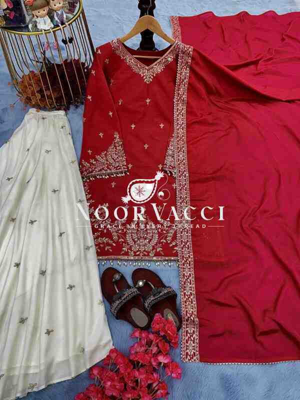 Premium Chinon Silk Embroidered Designer Top Plazzo & Dupatta Set – Party Wear Collection - Image 6