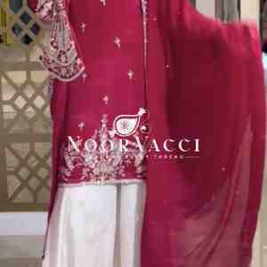 Premium Chinon Silk Embroidered Designer Top Plazzo & Dupatta Set – Party Wear Collection