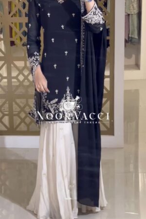 Shop Premium Chinon Silk Embroidered Designer Top Plazzo & Dupatta Set – Party Wear Collection