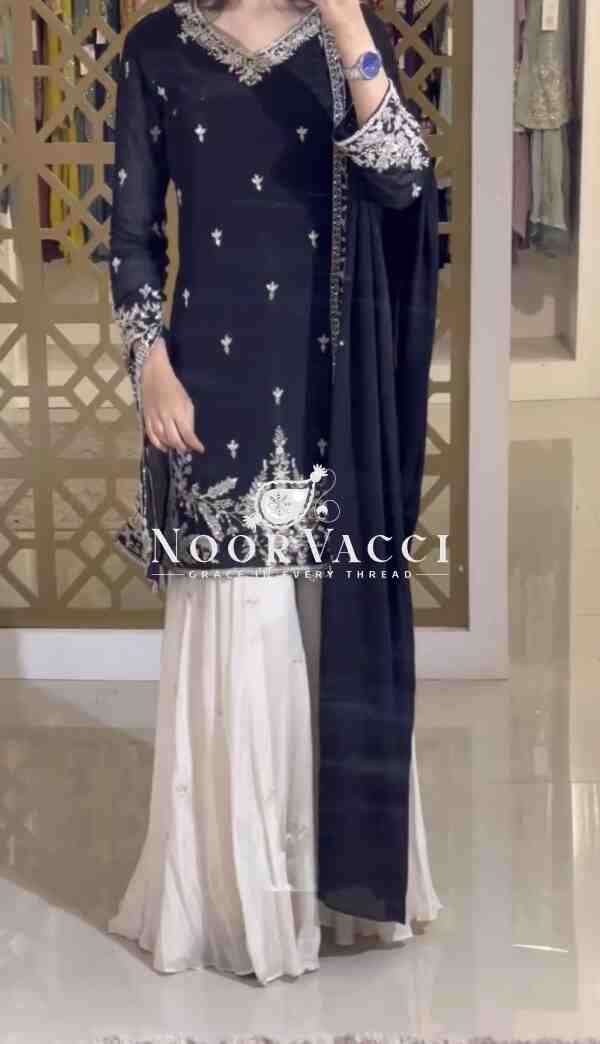 Premium Chinon Silk Embroidered Designer Top Plazzo & Dupatta Set – Party Wear Collection