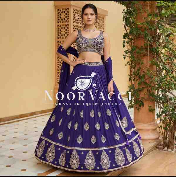 Chinon Silk Embroidered Lehenga Choli Set with Dupatta – Wedding Wear