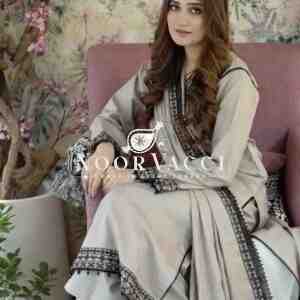 Faux Georgette Embroidered Top and Bottom Set with Designer Dupatta