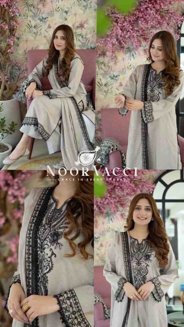 Faux Georgette Embroidered Top and Bottom Set with Designer Dupatta - Image 4