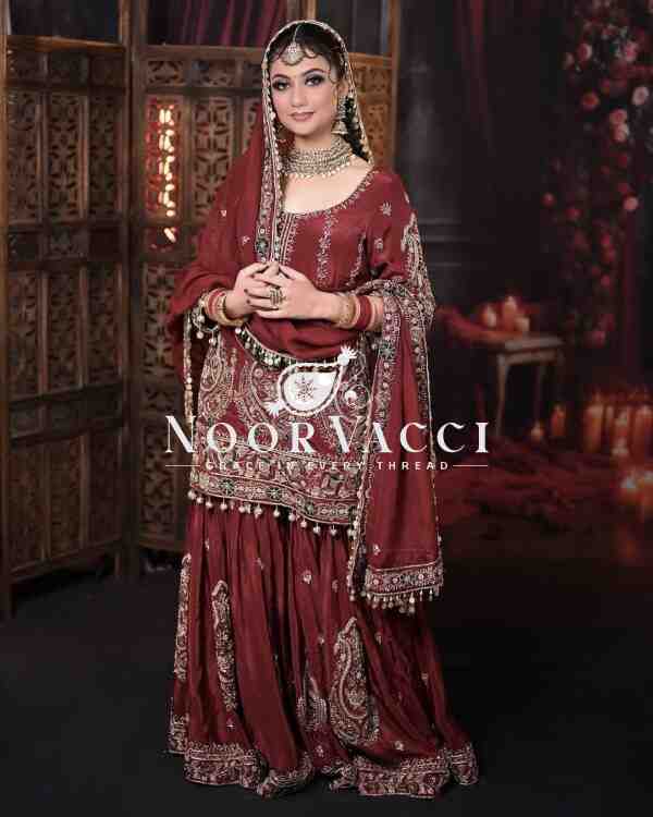 Heavy Faux Georgette Embroidered Top with Plazzo and Dupatta Set - Image 2