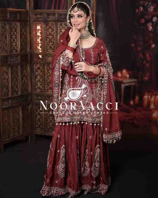 Heavy Faux Georgette Embroidered Top with Plazzo and Dupatta Set - Image 3