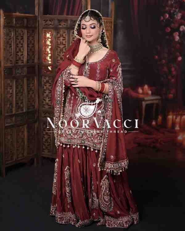 Heavy Faux Georgette Embroidered Top with Plazzo and Dupatta Set - Image 4