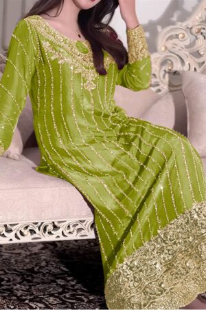 Shop Heavy Chinon Silk Embroidered Top Plazzo & Dupatta Set