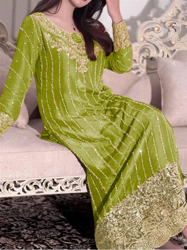 Shop Heavy Chinon Silk Embroidered Top Plazzo & Dupatta Set