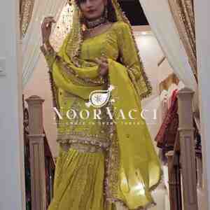Chinon Silk Embroidered Sharara Plazzo Set with Dupatta – Elegant Festive Ensemble