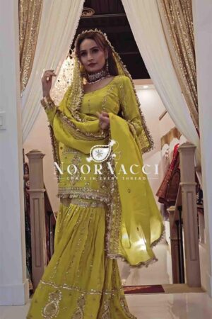 Shop Chinon Silk Embroidered Sharara Plazzo Set with Dupatta – Elegant Festive Ensemble