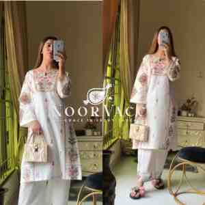 Heavy Riyon Silk Embroidered Top and Plazzo Set