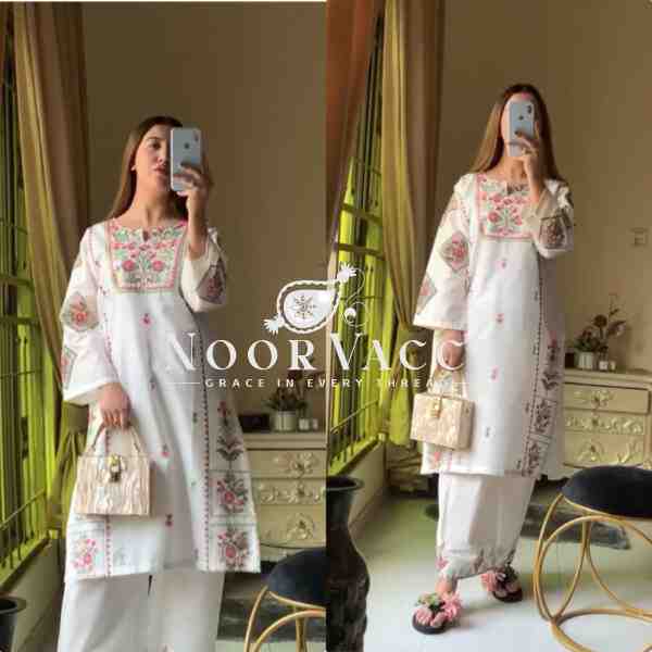Heavy Riyon Silk Embroidered Top and Plazzo Set
