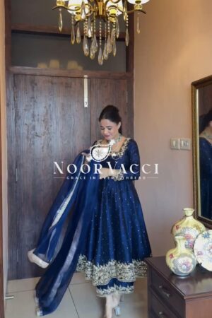 Buy Premium Party Wear Pur Vichitra Silk Anarkali Gown, Dupatta & Pent Plazzo Set