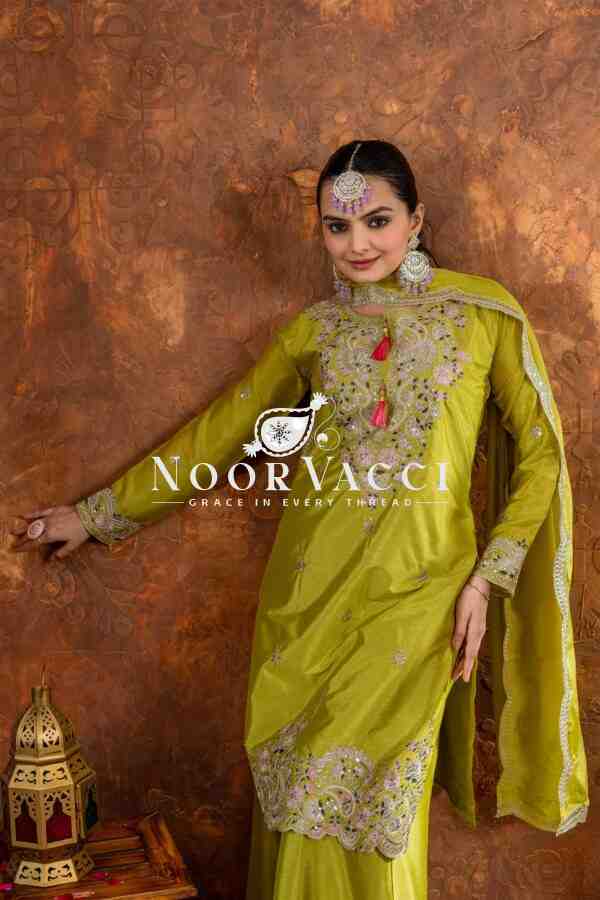 Chinon Silk Embroidered Top Plazzo and Dupatta Set - Image 2