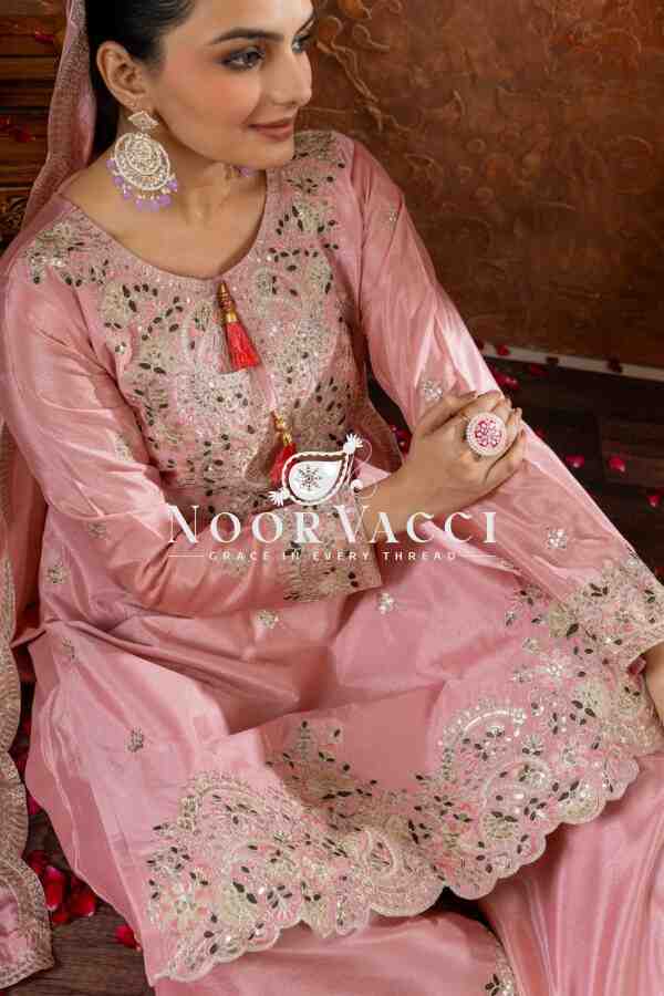 Chinon Silk Embroidered Top Plazzo and Dupatta Set - Image 3