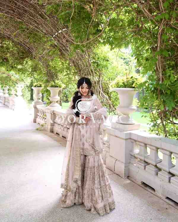 Heavy Faux Georgette Embroidered Top Plazzo and Dupatta Set - Image 3