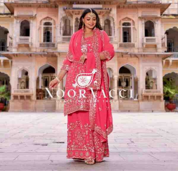 Pure Fox Georgette Embroidered Plazzo Set with Dupatta – Fully Stitched - Image 2