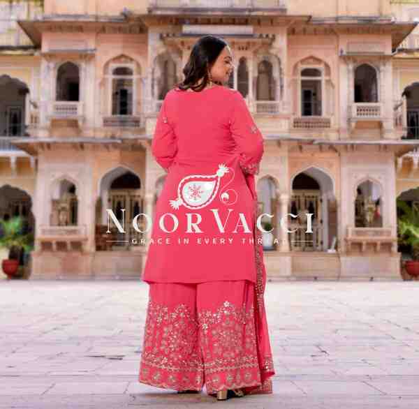 Pure Fox Georgette Embroidered Plazzo Set with Dupatta – Fully Stitched - Image 4