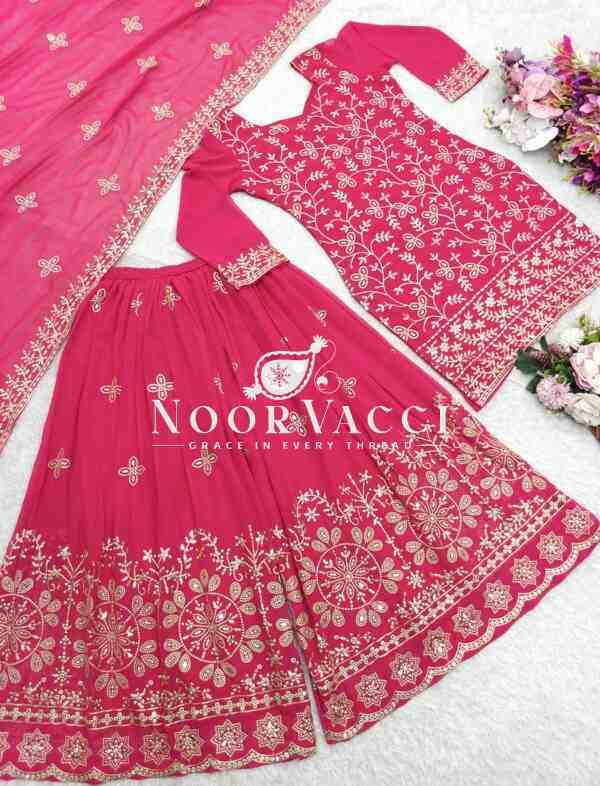 Pure Fox Georgette Embroidered Plazzo Set with Dupatta – Fully Stitched - Image 8