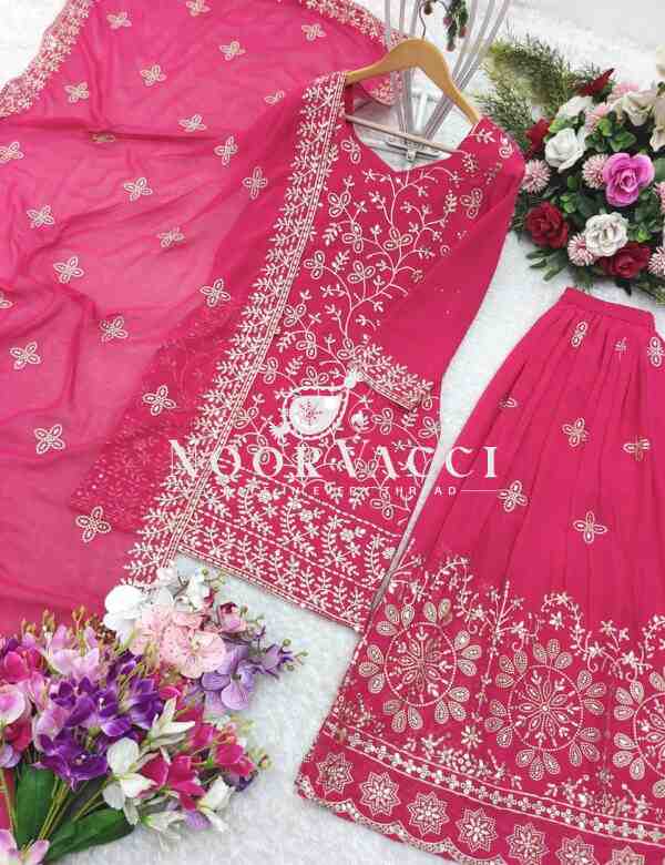Pure Fox Georgette Embroidered Plazzo Set with Dupatta – Fully Stitched - Image 7