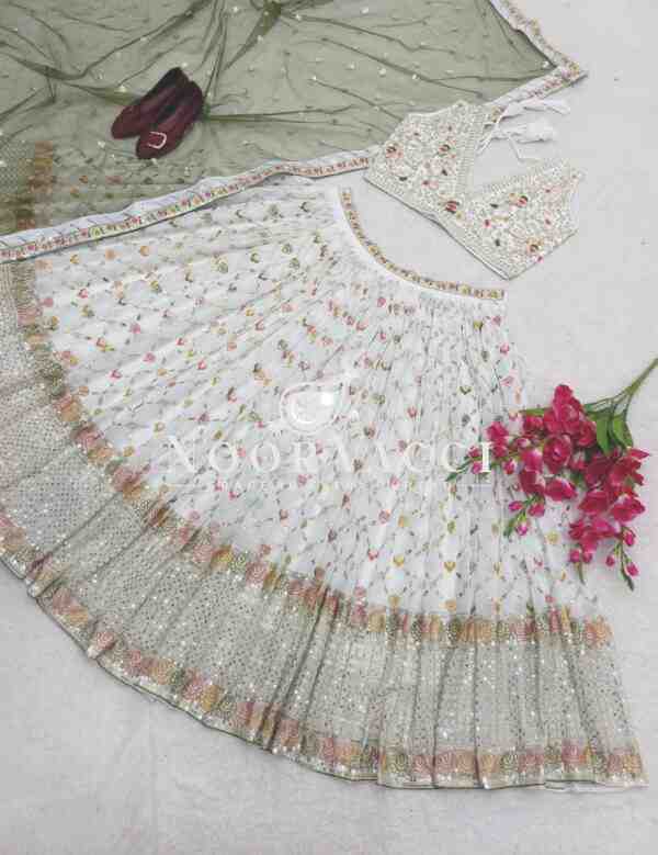 Fox Georgette Embroidered Lehenga Choli with Soft Net Dupatta - Image 4