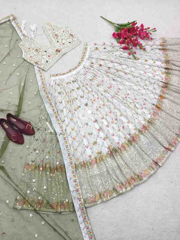 Fox Georgette Embroidered Lehenga Choli with Soft Net Dupatta - Image 6