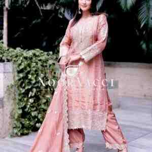Chinon Silk Embroidered Top-Pant Set with Dupatta