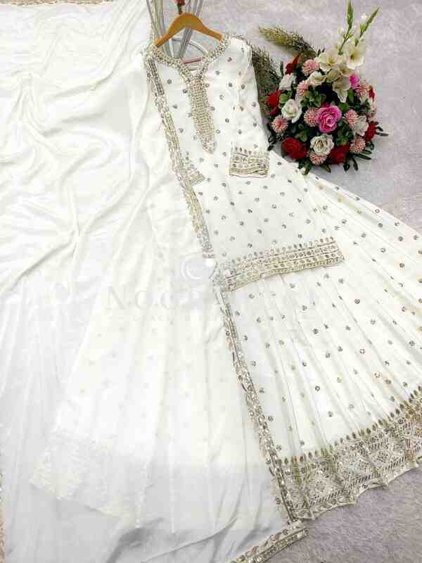 Pure Chinon Silk Embroidered Top-Lehenga Set with Dupatta - Image 11