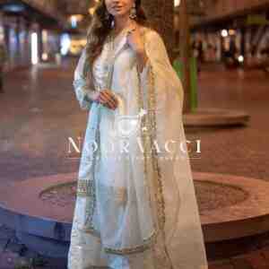 Pure Chinon Silk Embroidered Top-Lehenga Set with Dupatta